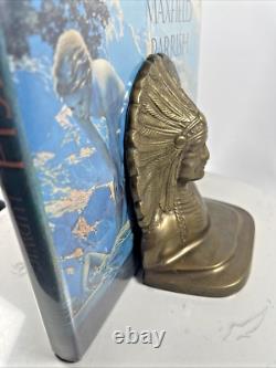 Native American Indian War Chief Bookends Antique Early 1900's Cast VTG
