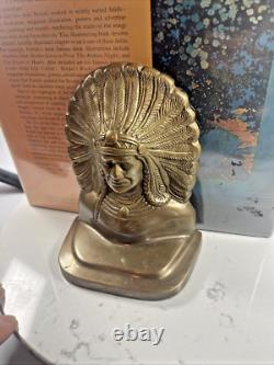 Native American Indian War Chief Bookends Antique Early 1900's Cast VTG