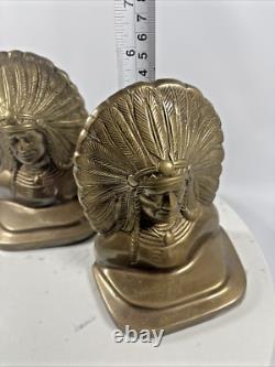 Native American Indian War Chief Bookends Antique Early 1900's Cast VTG