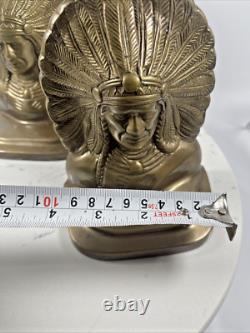Native American Indian War Chief Bookends Antique Early 1900's Cast VTG