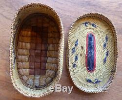 Native American Makah Basket Whaling Scene Early 20th Century Oval Shape