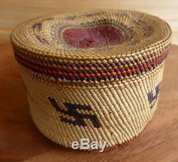 Native American Makah Basket Whirling Logs RARE Early 20th Century