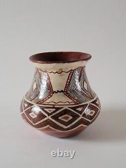 Native American Maricopa Poly Chrome Pottery Vessel Vase Early 20th C. FREE SHIP