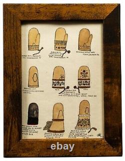 Native American Mitten Chart, Original Watercolor and Ink on Paper