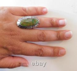 Native American Navajo Early Damale Turquoise Sterling Silver Ring SZ 9