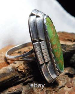 Native American Navajo Early Damale Turquoise Sterling Silver Ring SZ 9