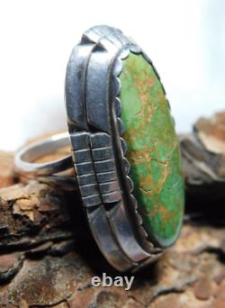 Native American Navajo Early Damale Turquoise Sterling Silver Ring SZ 9