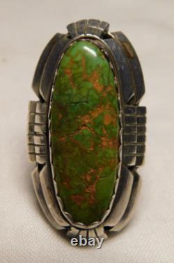 Native American Navajo Early Damale Turquoise Sterling Silver Ring SZ 9