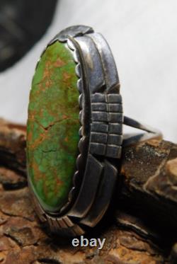 Native American Navajo Early Damale Turquoise Sterling Silver Ring SZ 9