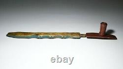Native American Platform Catlinite Pipe with Stem Sioux Lakota early 20th C