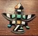 Native American Rare Zuni Early Vintage Sterling Silver Knifewing Pin Brooch
