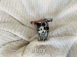 Native American Rare Zuni Veronica Poblano Sterling Disney Mickey Mouse Bracelet