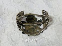 Native American Vintage Early Zuni Inlaid Sterling Silver Knifewing Bracelet