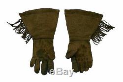 Native American Yakima Beaded Buckskin Gauntlet Gloves US Early 20th Century