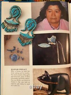 Native American Zuni Ellen Quandelacy Sterling Silver Turquoise Pendant Dangles