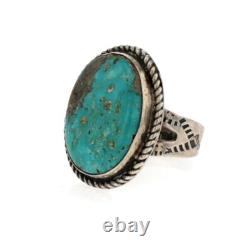 Navajo 925 Sterling Silver Turquoise Ring Old Pawn Fred Harvey Native American 6