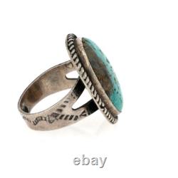 Navajo 925 Sterling Silver Turquoise Ring Old Pawn Fred Harvey Native American 6