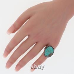 Navajo 925 Sterling Silver Turquoise Ring Old Pawn Fred Harvey Native American 6
