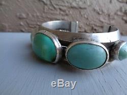 Navajo Ingot Cuff Bracelet Very Heavy Old Antique Coin Silver Turquoise Early
