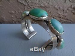 Navajo Ingot Cuff Bracelet Very Heavy Old Antique Coin Silver Turquoise Early