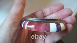 Navajo Signed Ch Chad Hoskie Quartz & Other Gems Sterl Silver Cuff Bracelet