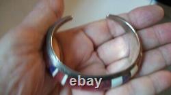 Navajo Signed Ch Chad Hoskie Quartz & Other Gems Sterl Silver Cuff Bracelet