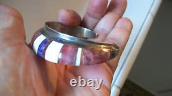 Navajo Signed Ch Chad Hoskie Quartz & Other Gems Sterl Silver Cuff Bracelet