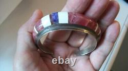 Navajo Signed Ch Chad Hoskie Quartz & Other Gems Sterl Silver Cuff Bracelet