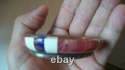 Navajo Signed Ch Chad Hoskie Quartz & Other Gems Sterl Silver Cuff Bracelet