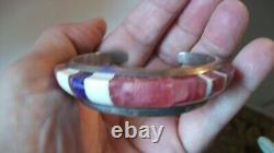 Navajo Signed Ch Chad Hoskie Quartz & Other Gems Sterl Silver Cuff Bracelet