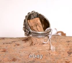 Navajo Sterling Silver and Onyx Ring Early 21st Century Size 10