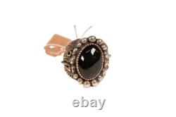 Navajo Sterling Silver and Onyx Ring Early 21st Century Size 10