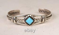 Navajo Sterling Silver and Turquoise Cuff Bracelet Early 21st Century