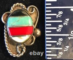 Navajo Style Sterling Ring With Turquoise & Other Stones (Size6.25/5.46g) T196