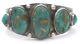 Navajo Turquoise Cuff Bracelet 5 Stones Sterling Silver Hand Made Early Vintage