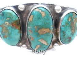 Navajo Turquoise Cuff Bracelet 5 Stones Sterling Silver Hand Made Early Vintage