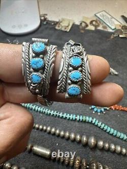 Navajo Turquoise Sterling Silver Watch Band Native Jewelry Early R. Tom Art