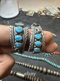 Navajo Turquoise Sterling Silver Watch Band Native Jewelry Early R. Tom Art