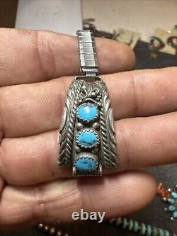 Navajo Turquoise Sterling Silver Watch Band Native Jewelry Early R. Tom Art