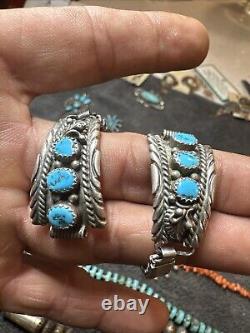 Navajo Turquoise Sterling Silver Watch Band Native Jewelry Early R. Tom Art