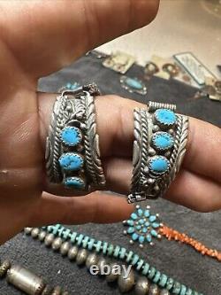 Navajo Turquoise Sterling Silver Watch Band Native Jewelry Early R. Tom Art