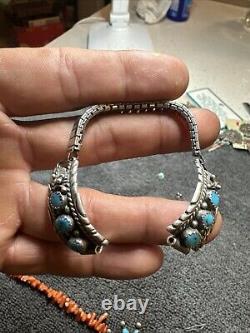 Navajo Turquoise Sterling Silver Watch Band Native Jewelry Early R. Tom Art