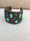Navajo Cuff Bracelet Sterling Silver And Turquoise Antique Early 1900's