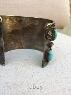 Navajo cuff bracelet sterling silver and turquoise antique early 1900's