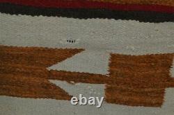 Navajo weaving rug mat wear 20x37 red gold brown white old original early 1900