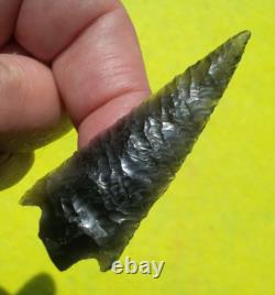 Nice 2-9/16 Early Knife Blade Oregon Arrowhead Fine Oblique Transverse Flaking