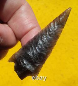 Nice 2-9/16 Early Knife Blade Oregon Arrowhead Fine Oblique Transverse Flaking