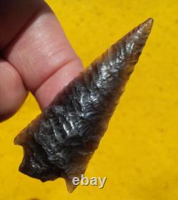 Nice 2-9/16 Early Knife Blade Oregon Arrowhead Fine Oblique Transverse Flaking
