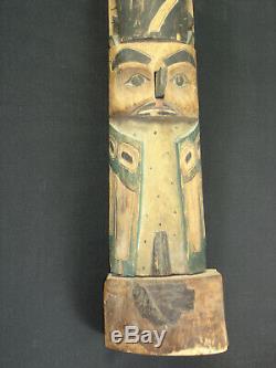 Nice, Early Northwest carved Totem Pole, Native American Indian Artifact c. 1905