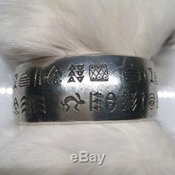 Norbert Peshlakai Navajo Vintage Silver Stamped Cuff Bracelet Early Texture 72